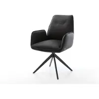DELIFE Eetkamerstoel Zoa-Flex kruisframe breed zwart echt leer zwart 360° draaibaar rocker-functie pocketveer kern