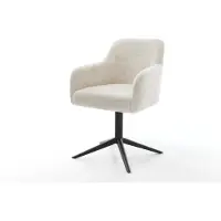 DELIFE Draaistoel Greg-Flex pluchen crème-wit kruispoot zwart 360° draaibaar rocker-functie pocketveer kern