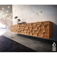 DELIFE Tv-meubel Solu 220 cm acacia natuur 2 deuren 4 laden zwevend 3D front
