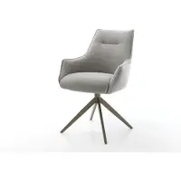 DELIFE Draaistoel Alja-Flex met armleuning zachte stof met structuur grijs kruisframe breed afwerking met titanium 360° draaibaar rocker-functie pocketveer kern