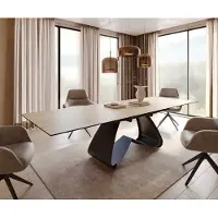 DELIFE Eetkamertafel Edge 200-300x100 keramiek Laminam Sabbia eiken kleur W-frame zwart uitschuifbaar