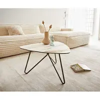 DELIFE Salontafel Ekrem 65x65 cm keramiek Calacatta Luxe wit-goud-grijs Kruisvoet rond Metaal effect afwerking titanium