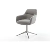 DELIFE Draaistoel Pejo-Flex zachte stof met structuur grijs kruispoot roestvrij staal 360° draaibaar rocker-functie pocketveer kern