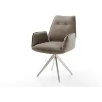 DELIFE Eetkamerstoel Zoa-Flex microvelours taupe vintage kruisframe hoekig roestvrij staal pocketveer kern