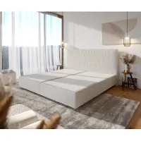 DELIFE Boxspringframe Dream-Well Bouclé Crème-Wit 200x200 cm
