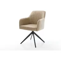 DELIFE Draaistoel Greg-Flex microvelours beige vintage kruisframe breed zwart 360° draaibaar rocker-functie pocketveer kern