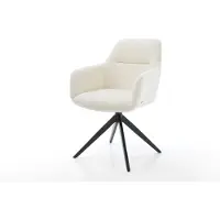 DELIFE Draaistoel Pejo-Flex bouclé wit kruisframe breed zwart 360° draaibaar rocker-functie pocketveer kern