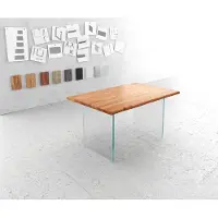 DELIFE Eettafel Edge 140x90 acacia natuur verre Live-Edge