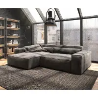 DELIFE Hoekbank Sirpio XL 270x175 cm Microvezel Khaki Bruin Recamiere Variabele biesnaad