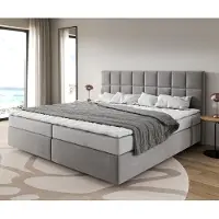 DELIFE Boxspringbed Dream-Fijn microvezel grijs 200x200 cm Bonell matras PU topper