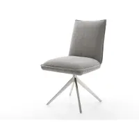 DELIFE Draaistoel Lelio-Flex zachte stof met structuur grijs kruisframe breed roestvrij staal 360° draaibaar rocker-functie pocketveer kern