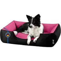 BedDog hondenbed LUPI, hondenbank, hondenkussen, wasbaar, kleur: BLACK-PASSION (zwart/roze), maat: XL, afmetingen: ongeveer 100x85x23 cm