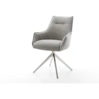 DELIFE Draaistoel Alja-Flex met armleuning zachte stof met structuur grijs kruisframe breed roestvrij staal 360° draaibaar rocker-functie pocketveer kern