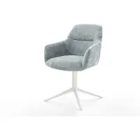 DELIFE Draaistoel Pejo-Flex chenille pastelblauw kruispoot wit 360° draaibaar rocker-functie pocketveer kern