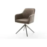 DELIFE Draaistoel Greg-Flex microvelours taupe vintage kruisframe breed grafiet 360° draaibaar rocker-functie pocketveer kern