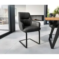 DELIFE Sledemodel Zelia-Flex met armleuning echt leer zwart sledemodel vlak zwart pocketveer kern