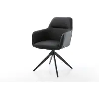 DELIFE Draaistoel Pejo-Flex echt leer zwart kruisframe breed zwart 360° draaibaar rocker-functie pocketveer kern