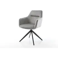 DELIFE Draaistoel Pejo-Flex fluweel grijs kruisframe breed zwart 360° draaibaar rocker-functie pocketveer kern