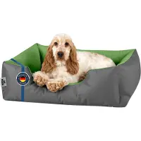 BedDog hondenbed LUPI, hondenbank, hondenkussen, wasbaar, kleur: GREEN-ROCK (grijs/groen), maat (S), afmetingen: ongeveer 55x40x17 cm