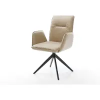 DELIFE Draaistoel Vinja-Flex microvelours beige vintage kruisframe breed zwart 360° draaibaar rocker-functie