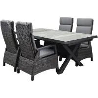 AVH-Collectie Tunis New Delhi dining tuinset uitschuifbaar 204-264x103xH74,5 cm 5 delig verstelbaar