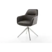 DELIFE Draaistoel Pejo-Flex microvelours antraciet vintage kruisframe breed roestvrij staal 360° draaibaar rocker-functie pocketveer kern