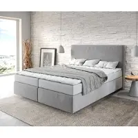 DELIFE Boxspringbed Dream-Well 160x200 cm grijs microvezel stof