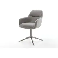 DELIFE Draaistoel Pejo-Flex zachte stof met structuur grijs kruispoot grafiet 360° draaibaar rocker-functie pocketveer kern