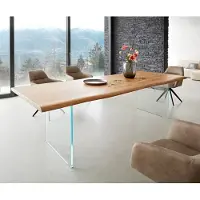 DELIFE Eettafel Edge 260x100 acacia natuur glas Live-Edge