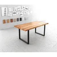 DELIFE Eettafel Edge 180x90 XL acacia natuur skidframe zwart Live-Edge