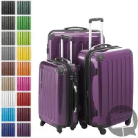 Hauptstadtkoffer - Alex - Koffer set, 3 formaten. Harde schalen koffers met wielen, uitbreidbaar, 4 wielen, glanzende harde schaal. Reisbagageset, uitbreidbaar. Kleur: aubergine