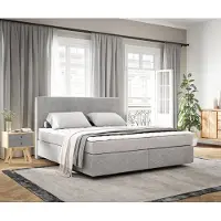 DELIFE Boxspringbed Dream-Well 180x200 cm Cord Zilvergrijs met Matras en Topper
