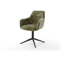 DELIFE Draaistoel Pejo-Flex chenille olijfgroen kruispoot zwart 360° draaibaar rocker-functie pocketveer kern