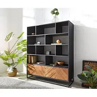 DELIFE Boekenkast Famke 120 cm mango teak 10 vakken 2 deuren