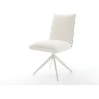 DELIFE Draaistoel Lelio-Flex bouclé zacht beige kruisframe breed wit 360° draaibaar rocker-functie pocketveer kern