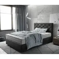DELIFE Boxspringbed Dream-Great 140x200 microvezel antraciet Vintage