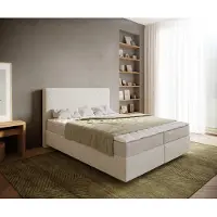 DELIFE Boxspringbed Dream-Well 160x200 cm Bouclé Crème-Wit met Matras en Topper