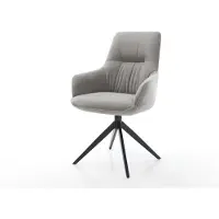 DELIFE Draaistoel Zelia-Flex met armleuning zachte stof met structuur grijs kruisframe breed zwart 360° draaibaar rocker-functie pocketveer kern