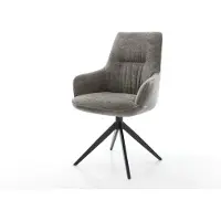 DELIFE Draaistoel Zelia-Flex met armleuning bouclé zacht mud kruisframe breed zwart 360° draaibaar rocker-functie pocketveer kern
