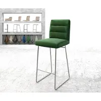 DELIFE Barstoel Pela-Flex fluweel groen slipframe roestvrij staal