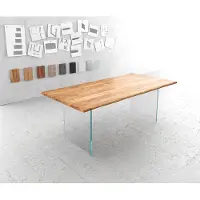 DELIFE Eettafel Edge 200x100 acacia natuur verre Live-Edge