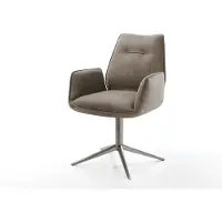DELIFE Draaistoel Zoa-Flex microvelours taupe vintage kruispoot grafiet 360° draaibaar rocker-functie pocketveer kern