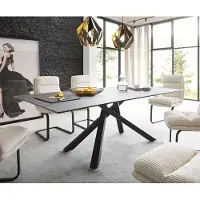 DELIFE Eettafel Edge 200x100cm Laminam keramiek bruin middenpoot kruis zwart