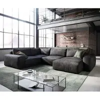 DELIFE Woonlandschap Lanzo 300x210 cm kunstleer vintage antraciet met variabele recamière