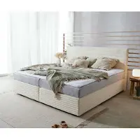 DELIFE Boxspring bed Dream-Well Plush Cord Beige 200x200 cm met pocketveringmatras en Visco topper