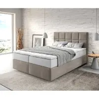 DELIFE Boxspringbed Dream-Fine 140x200 cm Microvezel Beige met TFK Matras en Visco Topper