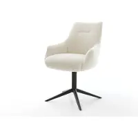 DELIFE Draaistoel Alja-Flex met armleuning teddy beige kruispoot zwart 360° draaibaar rocker-functie pocketveer kern