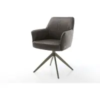 DELIFE Draaistoel Xana-Flex met armleuning microvelours antraciet vintage kruisframe breed afwerking met titanium 360° draaibaar rocker-functie pocketveer kern