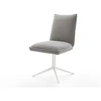DELIFE Draaistoel Lelio-Flex zachte stof met structuur grijs kruispoot wit 360° draaibaar rocker-functie pocketveer kern