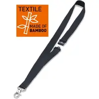 Durable ECO textielband, voor badgehouders/naamplaatjes, karabijnhaak, veiligheidssluiting, L 440 x B 20 mm, textiel gemaakt van bamboevezels, zwart, 10 stuks